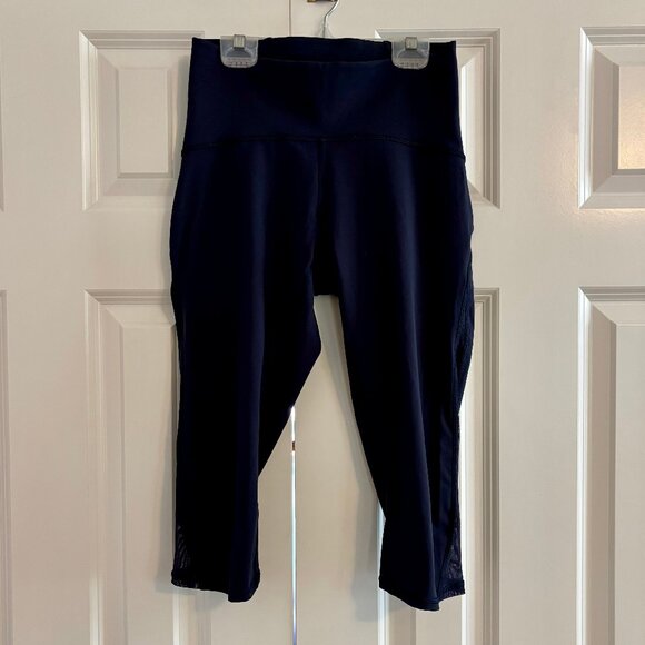 Lululemon Train Times Crop Navy Blue Leggings Women 8 - Picture 3 of 13